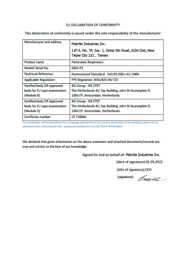 6001-P2 Series EU DoC