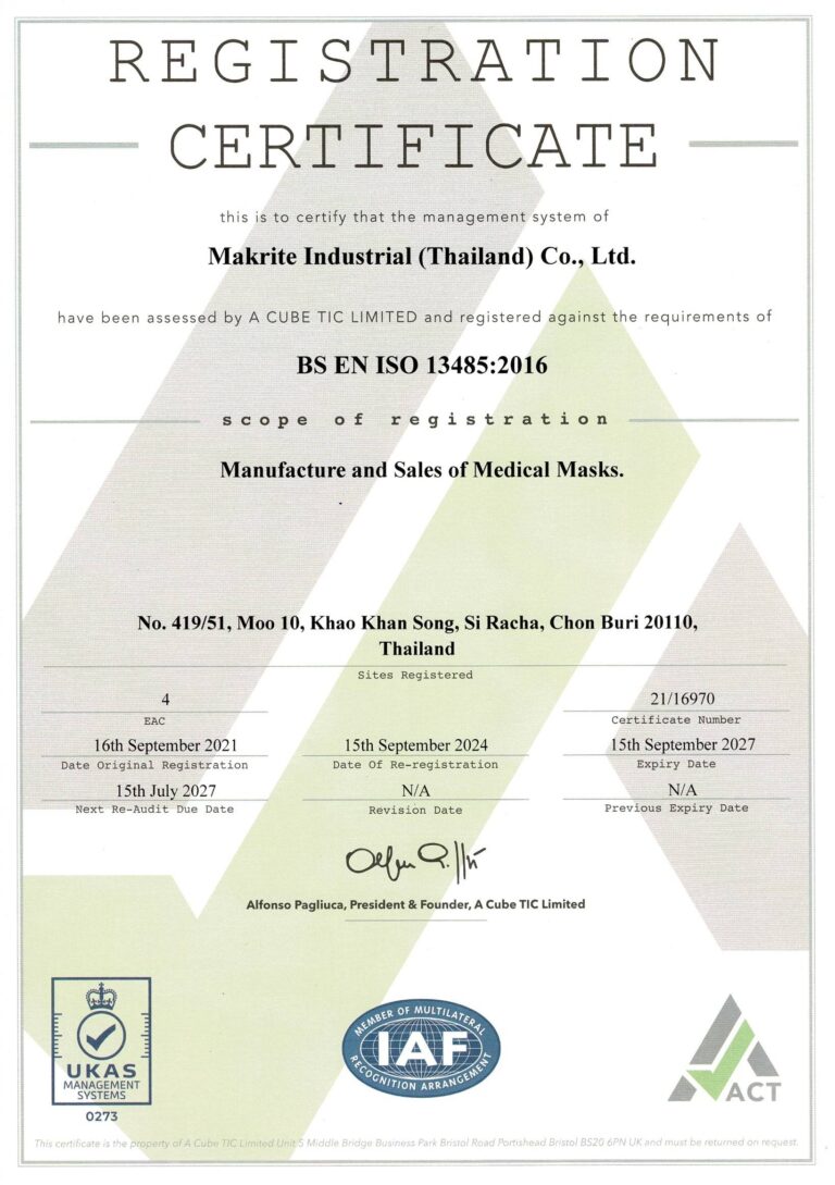 Makrite Industrial (Thailand) Certification